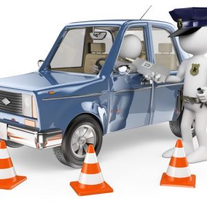 3d white people. police carrying out a breathalyser