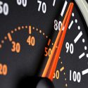 close-up of speeding odometer